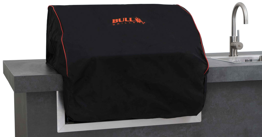 60cm Bull Steer Grill Premium Cover (Black With Red Piping)