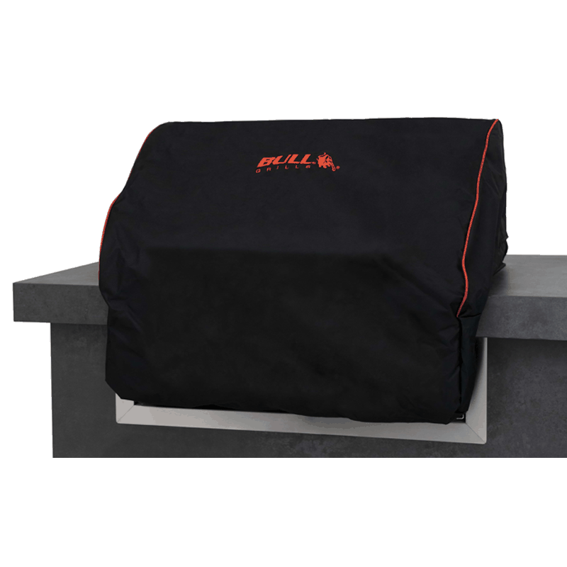 60cm Bull Steer Grill Premium Cover (Black With Red Piping)